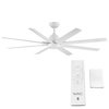 Wac Mocha XL Indoor and Outdoor 8-Blade Smart Ceiling Fan 66in Matte White with Remote Control F-064